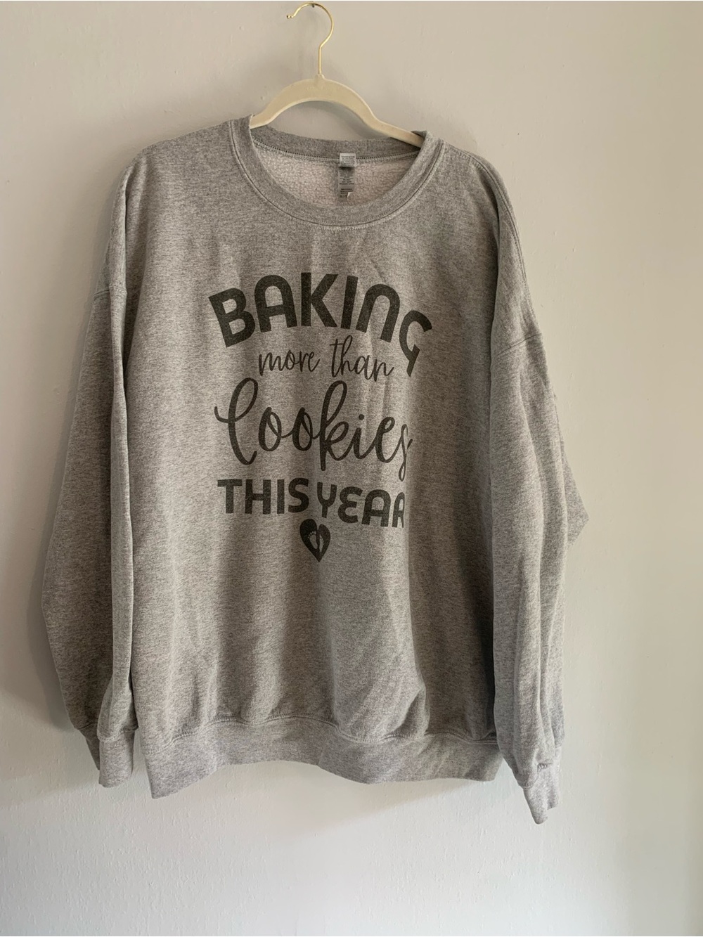 GILDEAN Gray 'Baking More Than Cookies This Year' Crewneck Sweatshirt